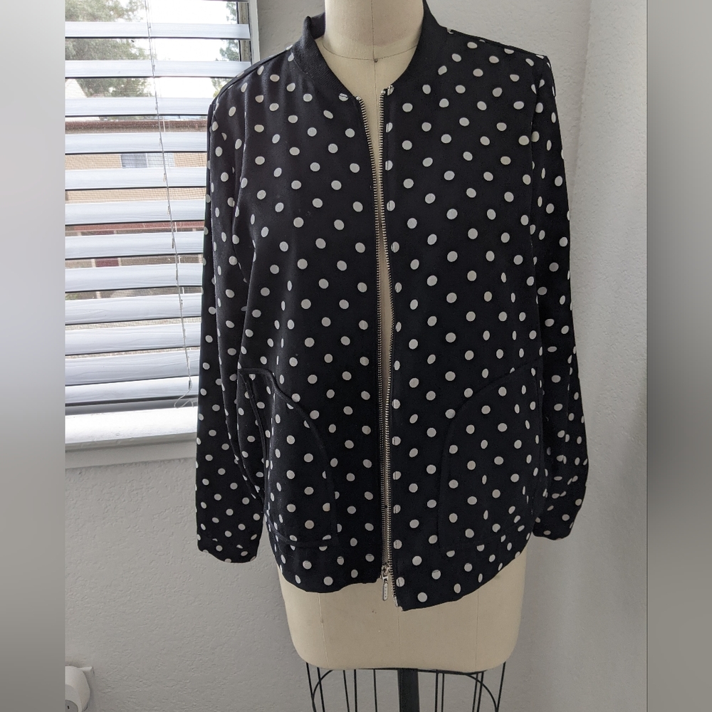 Black and White Polka Dot Bomber Jacket